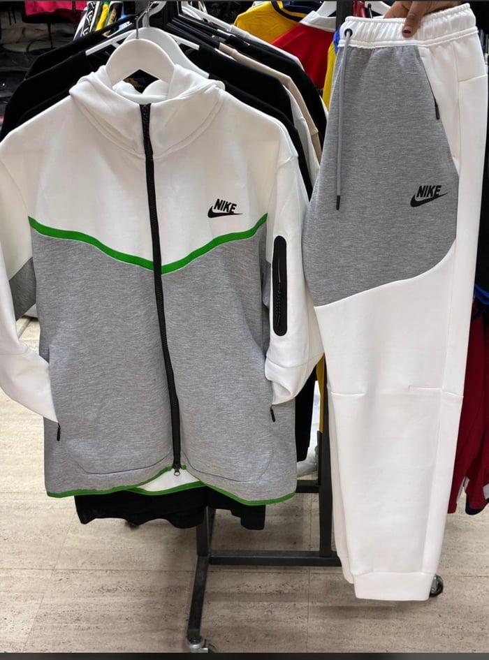 Nike Nike Sportswear Tech Fleece Full-Zip Hoodie & Joggers Set – White / Dark Grey Heather / Chlorophyll sneakers South Africa