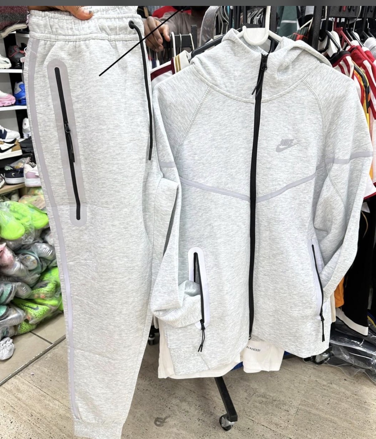 Nike Nike Sportswear Tech Fleece Full-Zip Hoodie & Joggers Set in Birch Heather / White — Boss Kicks South Africa